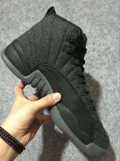 Air Jordan 12 High-Top Sneakers in Black and Grey