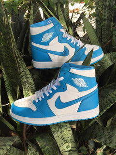 Air Jordan 1 High Sneakers in Blue and White