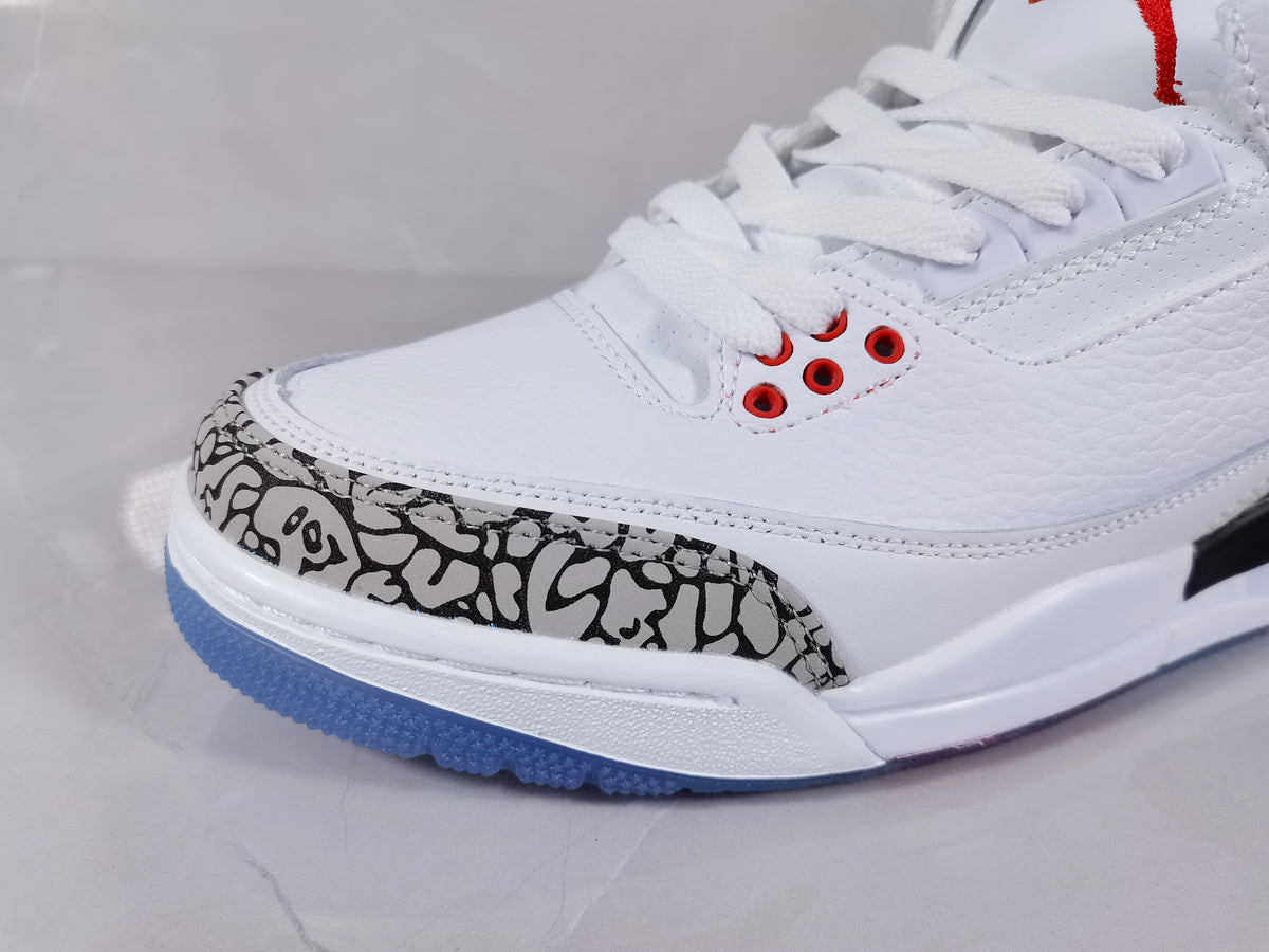 Jordan Air Jordan 3 Retro White Red Elephant Print Sneakers
