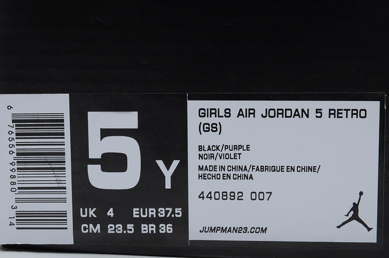 Jordan Air Jordan 5 Black Purple High-Top Sneakers 440892-007