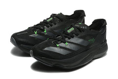 Adidas Adizero Running Shoes, Black with Green Accents