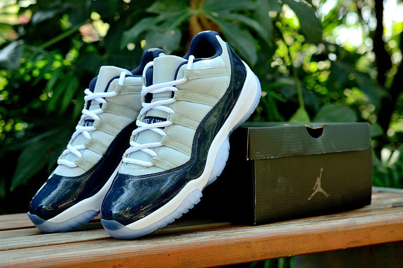 Jordan Air Jordan 11 Retro Low Sneakers, White and Navy