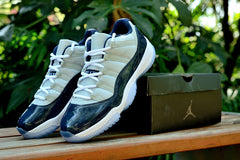 Jordan Air Jordan 11 Retro Low Sneakers, White and Navy