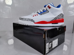 Jordan 3 Retro White Red Blue Elephant Print Sneakers