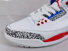 Jordan 3 Retro White Red Blue Elephant Print Sneakers