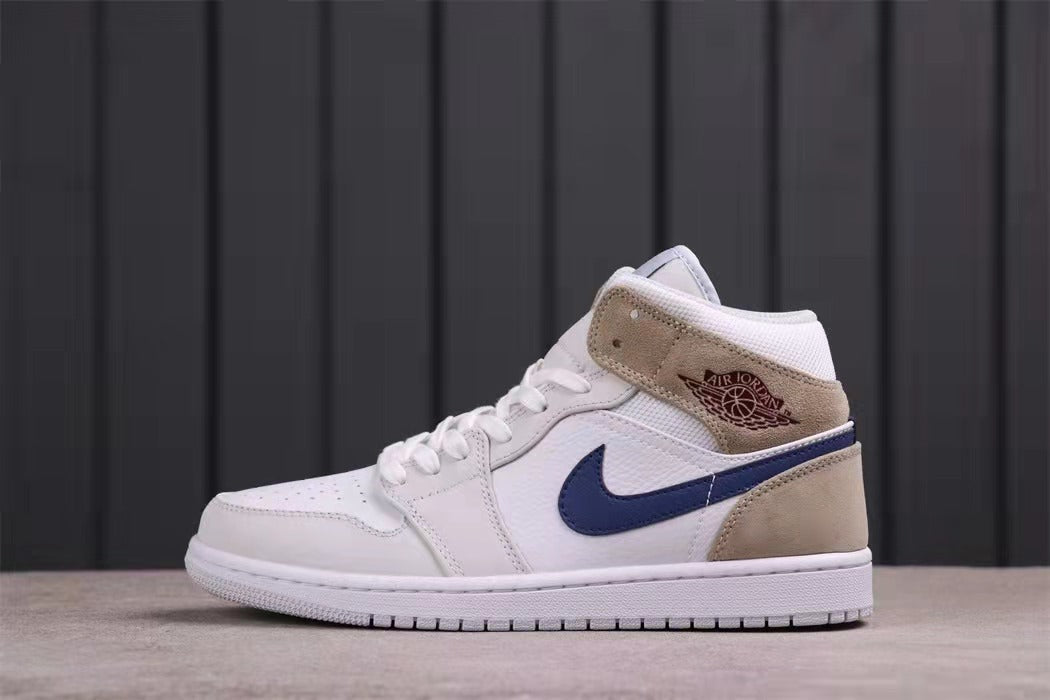 Jordan Air Jordan 1 Mid Sneakers White Navy Beige DO6726-100
