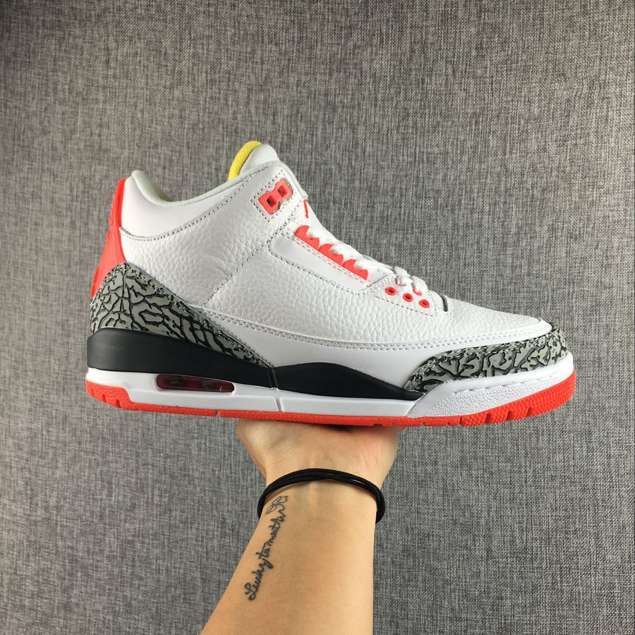 Air Jordan 3 White, Red and Black High-Top Sneakers