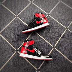 Jordan 1 High Black Red Mirror-Effect Sneakers