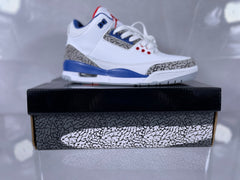 Jordan 3 White and Blue Elephant Print Sneakers