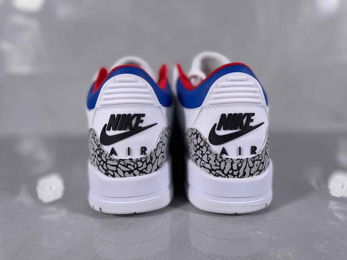 Jordan 3 Retro White Cement Sneakers White Grey Red Blue