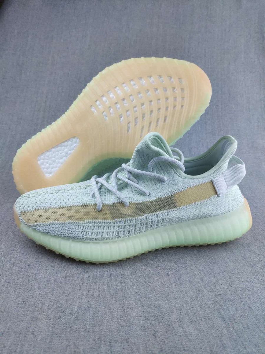 Yeezy 350 V2 Knit Sneakers in White and Tan