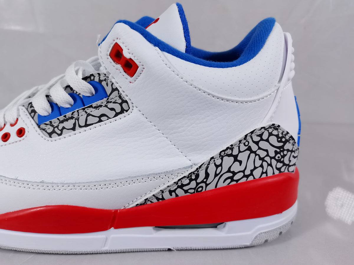 Jordan 3 Retro White Red Blue Elephant Print Sneakers
