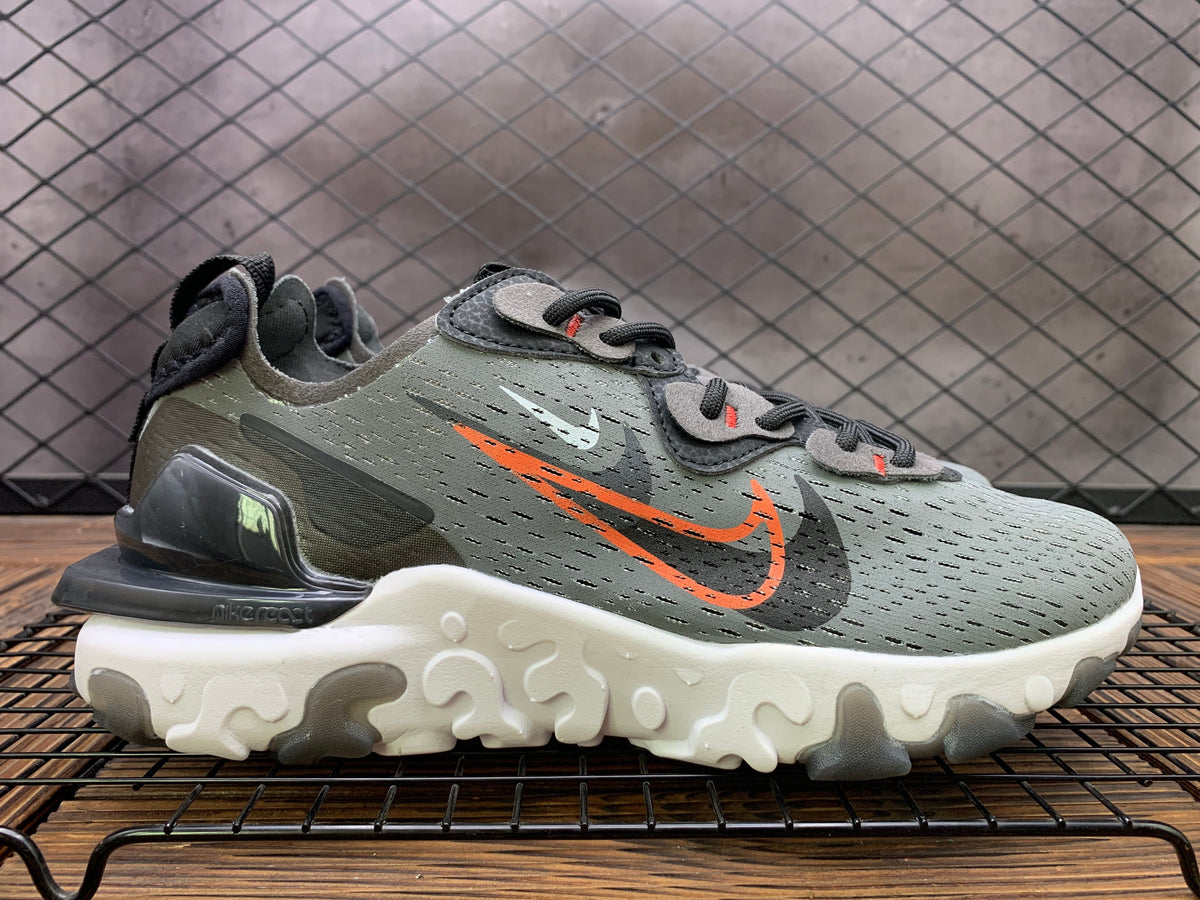 Nike React Sneakers, Charcoal Gray and Orange