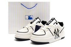 MLB New York Yankees White and Black Low-Top Sneakers