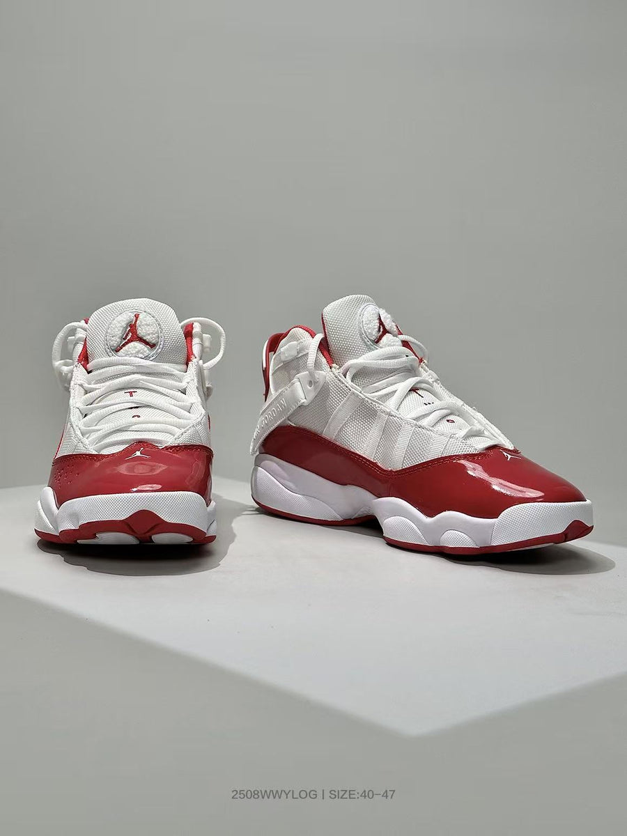 Jordan 6-3 White and Red Basketball Sneakers