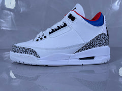 Jordan 3 Retro White Cement Sneakers White Grey Red Blue