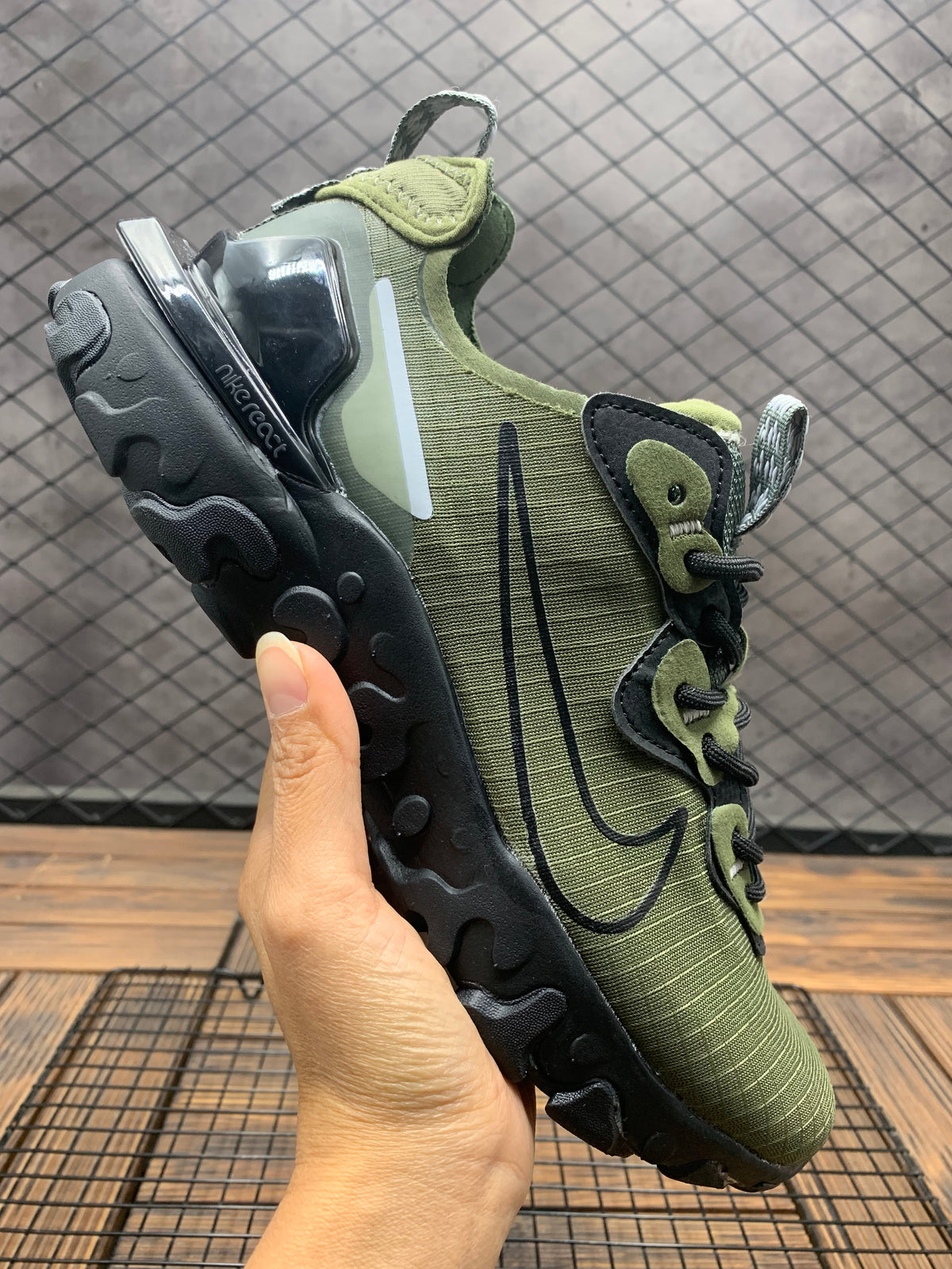 Nike React Vision Sneakers in Olive Green and Black