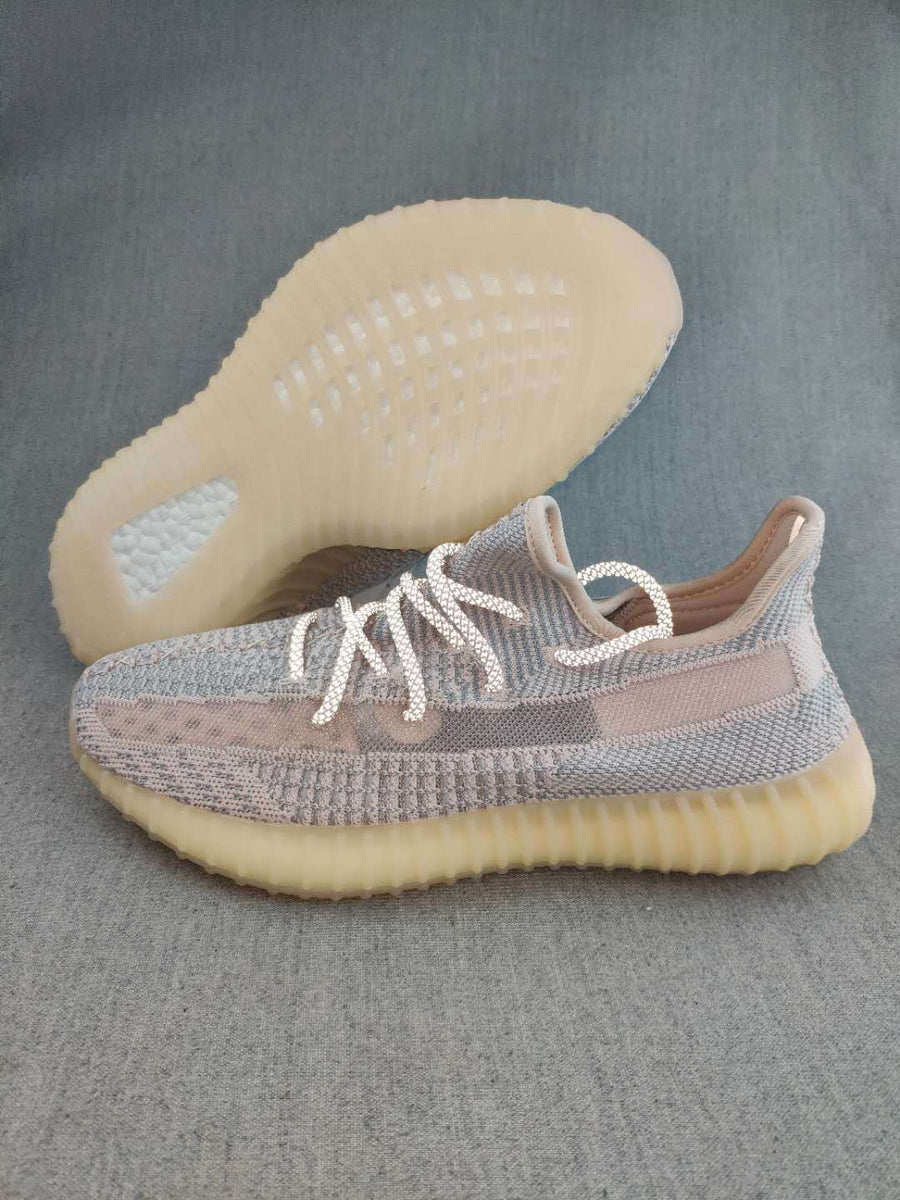 Yeezy 350 V2 Knit Sneakers in Gray and Cream