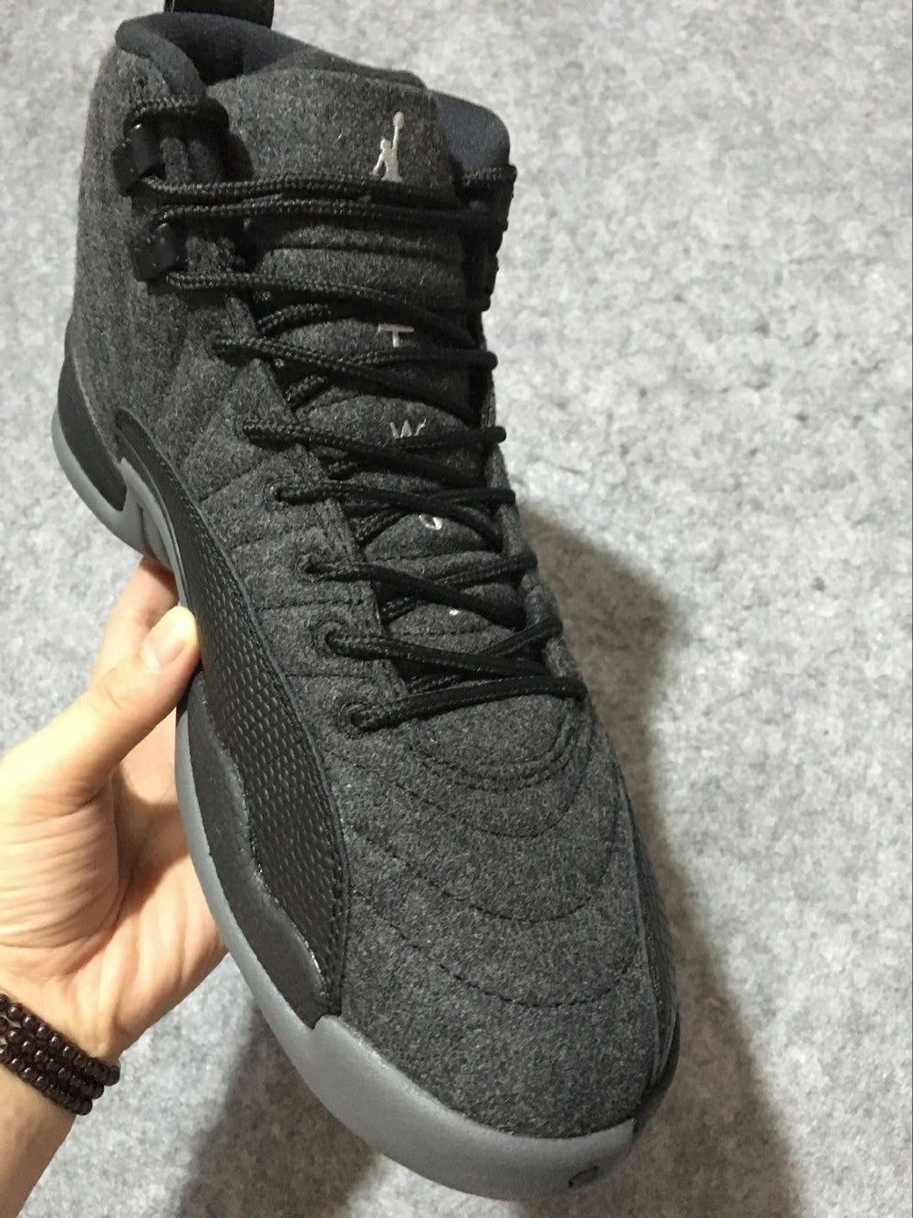 Air Jordan 12 High-Top Sneakers in Black and Grey