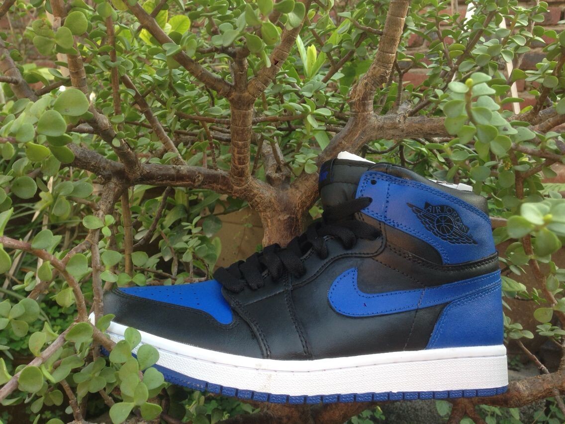 Jordan 1 High Blue and Black Basketball Sneakers