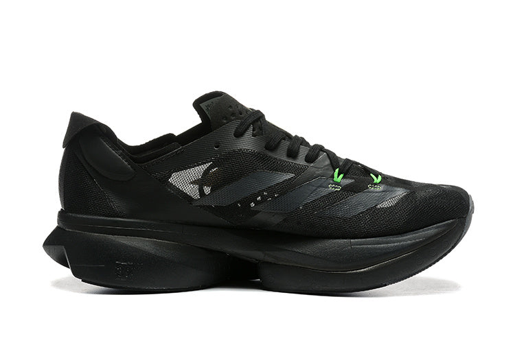 Adidas Adizero Running Shoes, Black with Green Accents