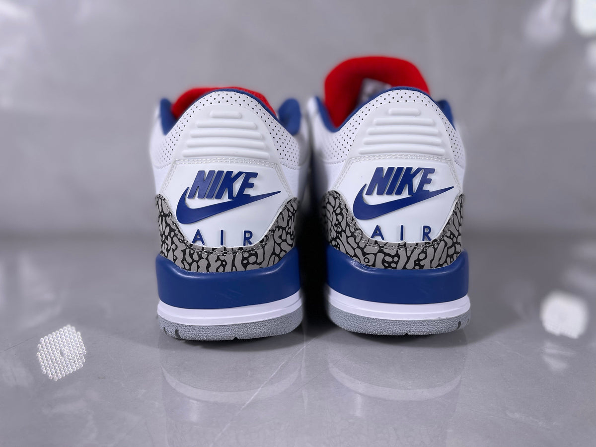 Jordan 3 White and Blue Elephant Print Sneakers