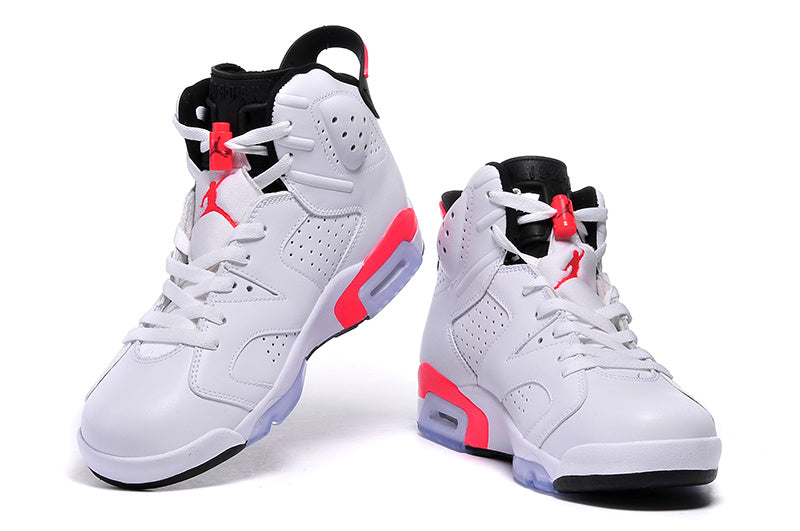 Air Jordan 6 High White and Infrared Basketball Sneakers