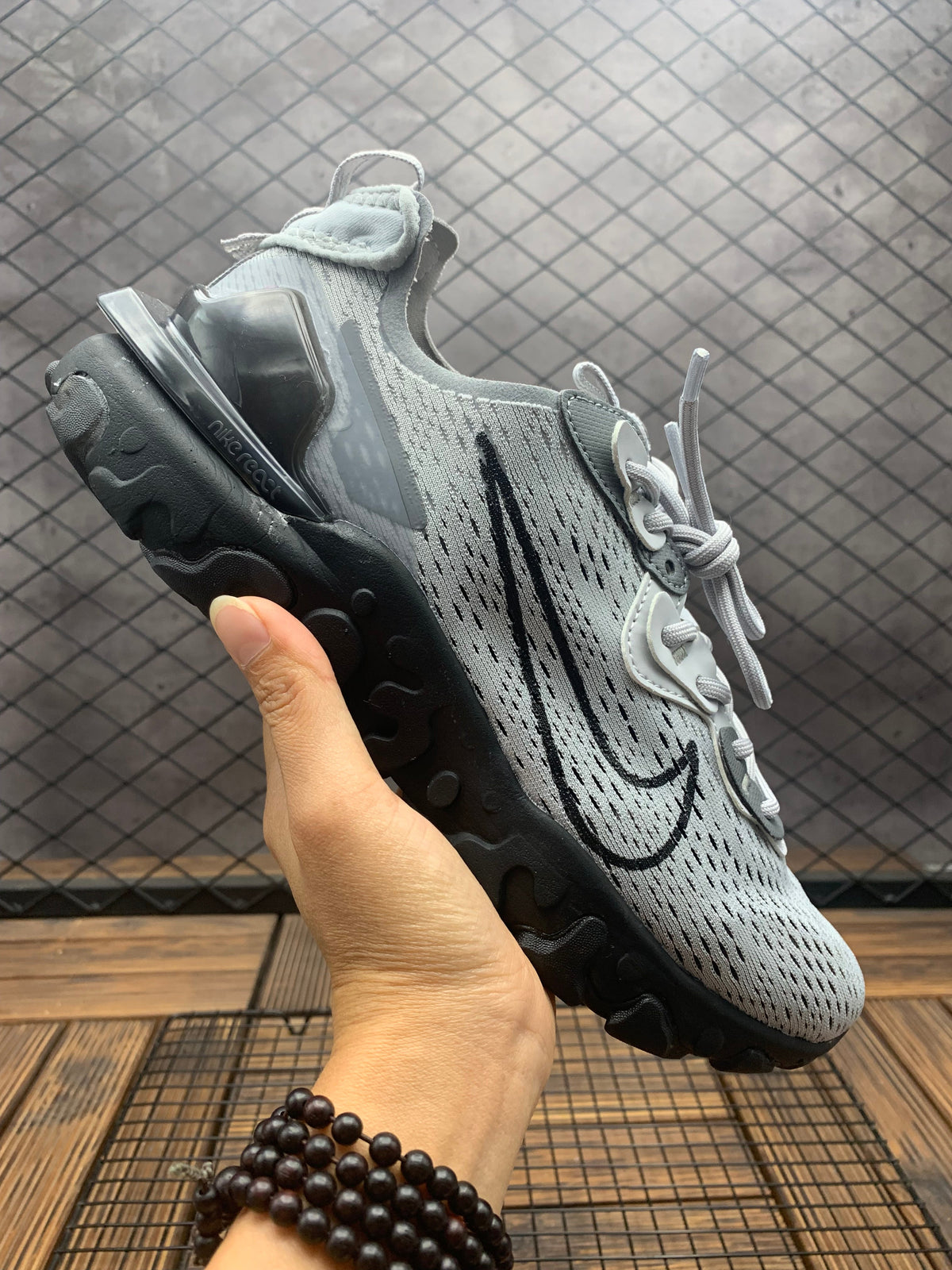 Nike React Vision Sneakers in Black and Grey