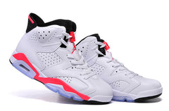 Air Jordan 6 High White and Infrared Basketball Sneakers