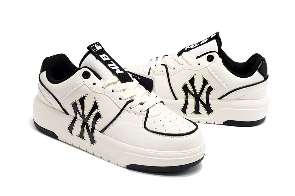 MLB New York Yankees White and Black Low-Top Sneakers