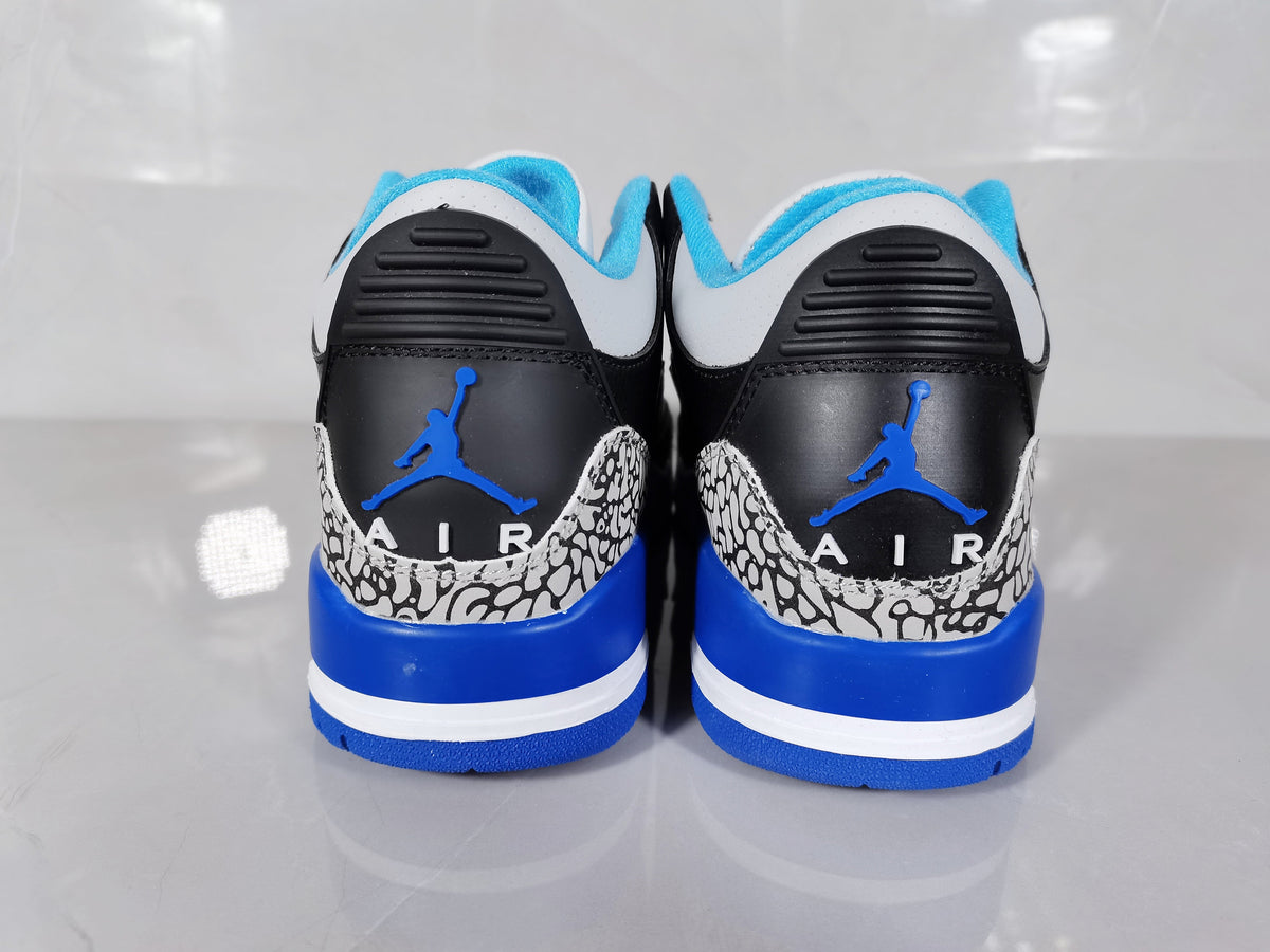 Jordan 3 Retro Black Blue Elephant Print Sneakers