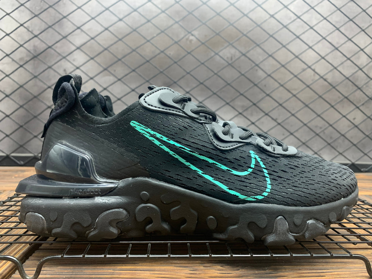 Nike React Black Sneakers with Teal Swoosh