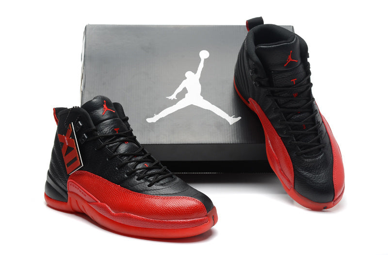 Air Jordan 12 Black and Red High-Top Basketball Sneakers