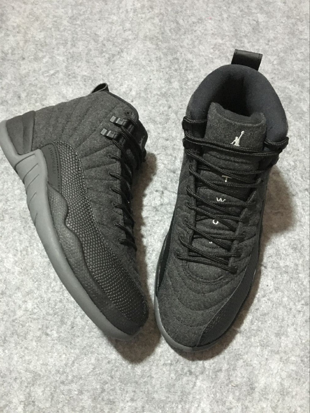 Air Jordan 12 High-Top Sneakers in Black and Grey