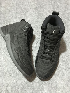 Air Jordan 12 High-Top Sneakers in Black and Grey