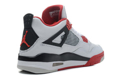 Air Jordan 4 Retro White and Red High-Top Sneakers