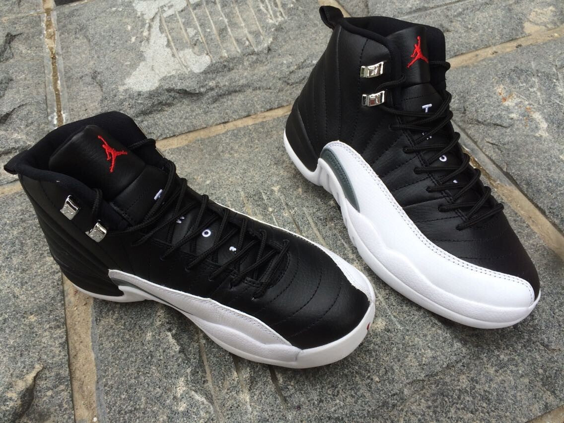 Air Jordan 12 Women's High-Top Sneakers, Black and White