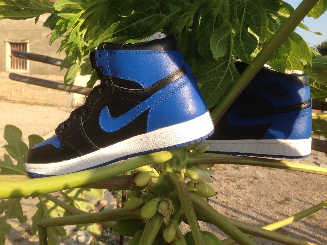 Jordan 1 High Blue and Black Basketball Sneakers