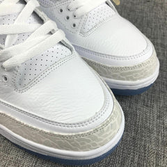 Jordan 3 White Cement Sneakers with Blue Translucent Sole