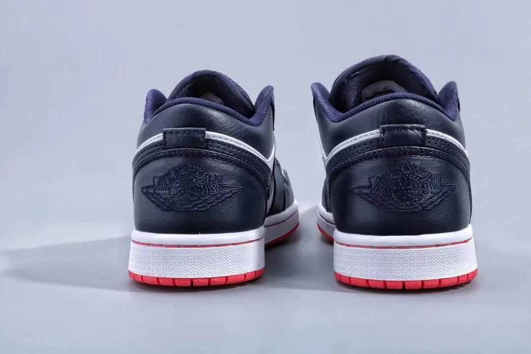 Jordan 1 Low Midnight Navy White Red Sneakers