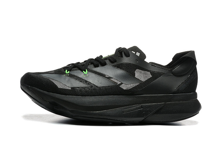 Adidas Adizero Running Shoes, Black with Green Accents