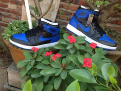 Jordan 1 High Blue and Black Basketball Sneakers