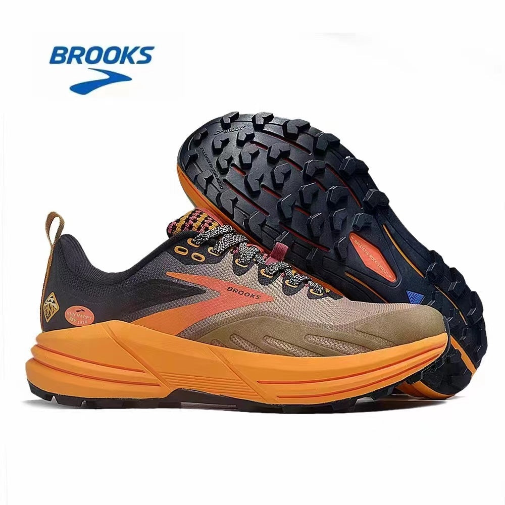Brooks Cascadia 16 Trail Running Shoes in Tan and Orange
