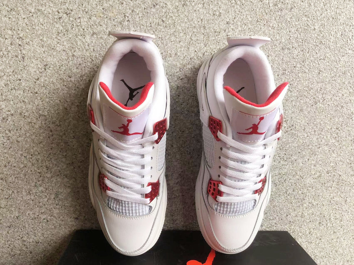 Jordan 4 White and Red High-Top Sneakers