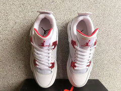 Jordan 4 White and Red High-Top Sneakers