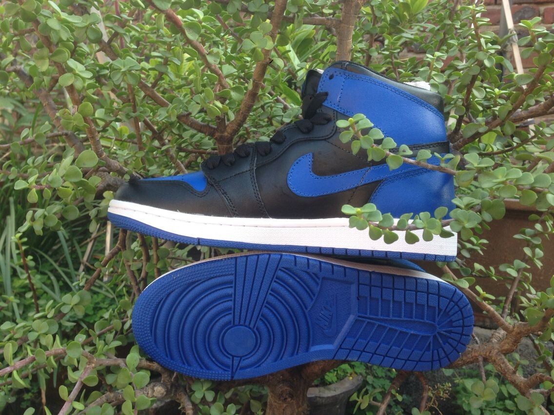 Jordan 1 High Blue and Black Basketball Sneakers