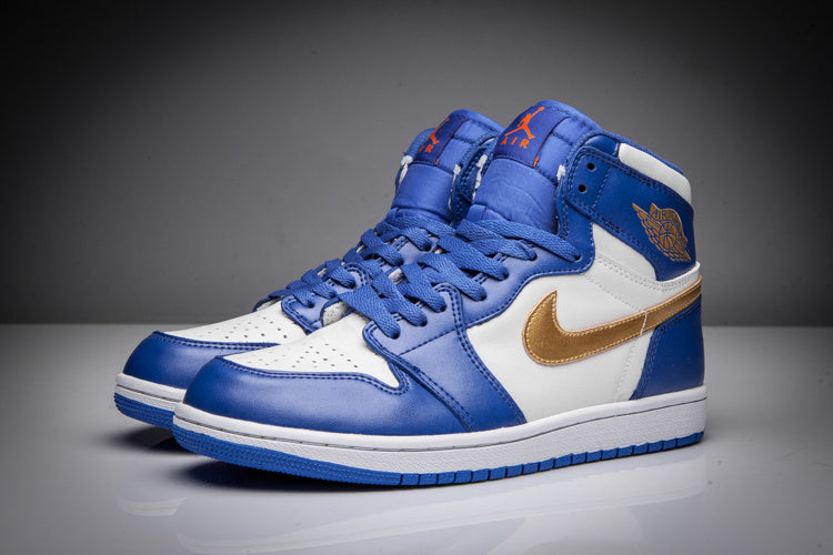 Air Jordan 1 High Blue White Gold Sneakers