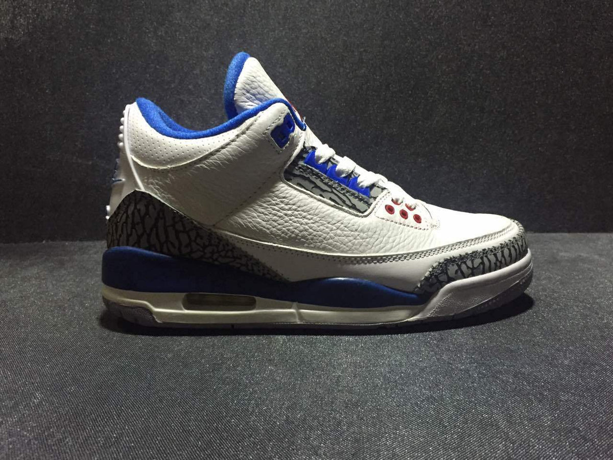 Air Jordan 3 White Blue High-Top Sneakers