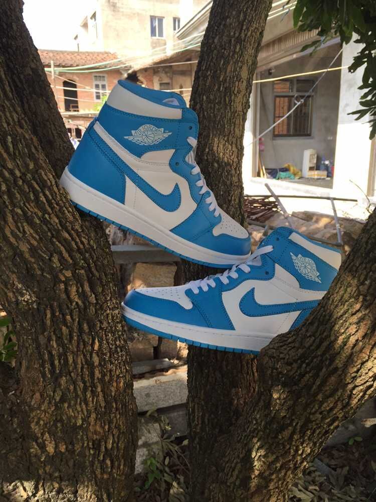 Air Jordan 1 High Sneakers in Blue and White