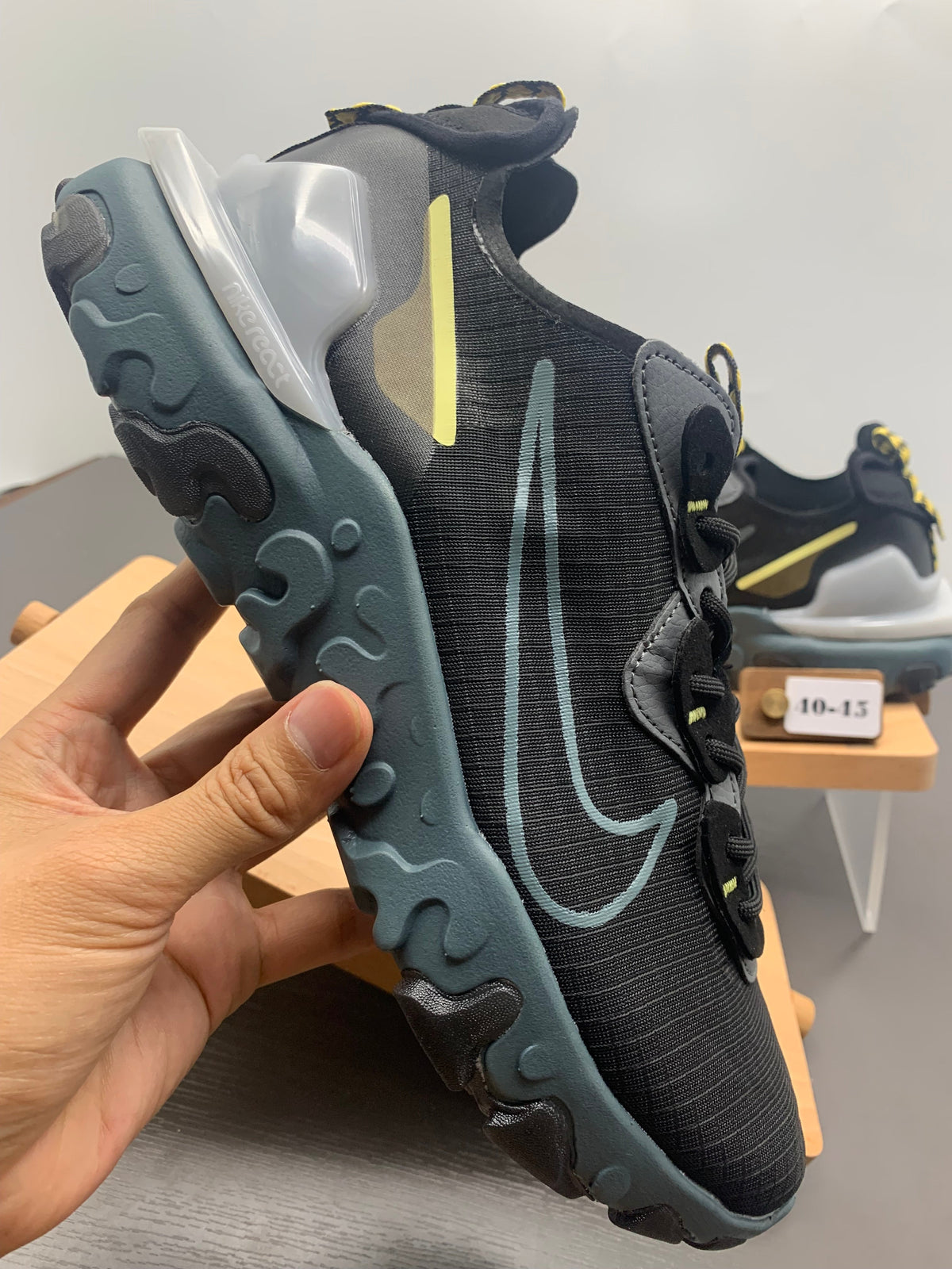 Nike React Black and Grey Sneakers with Blue Accents